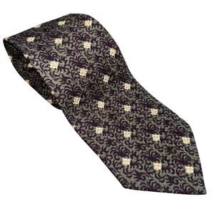 100% SILK GIORGIO ARMANI CRAVATTE GREEN PURPLE PLAID FLORAL CLASSIC NECKTIE